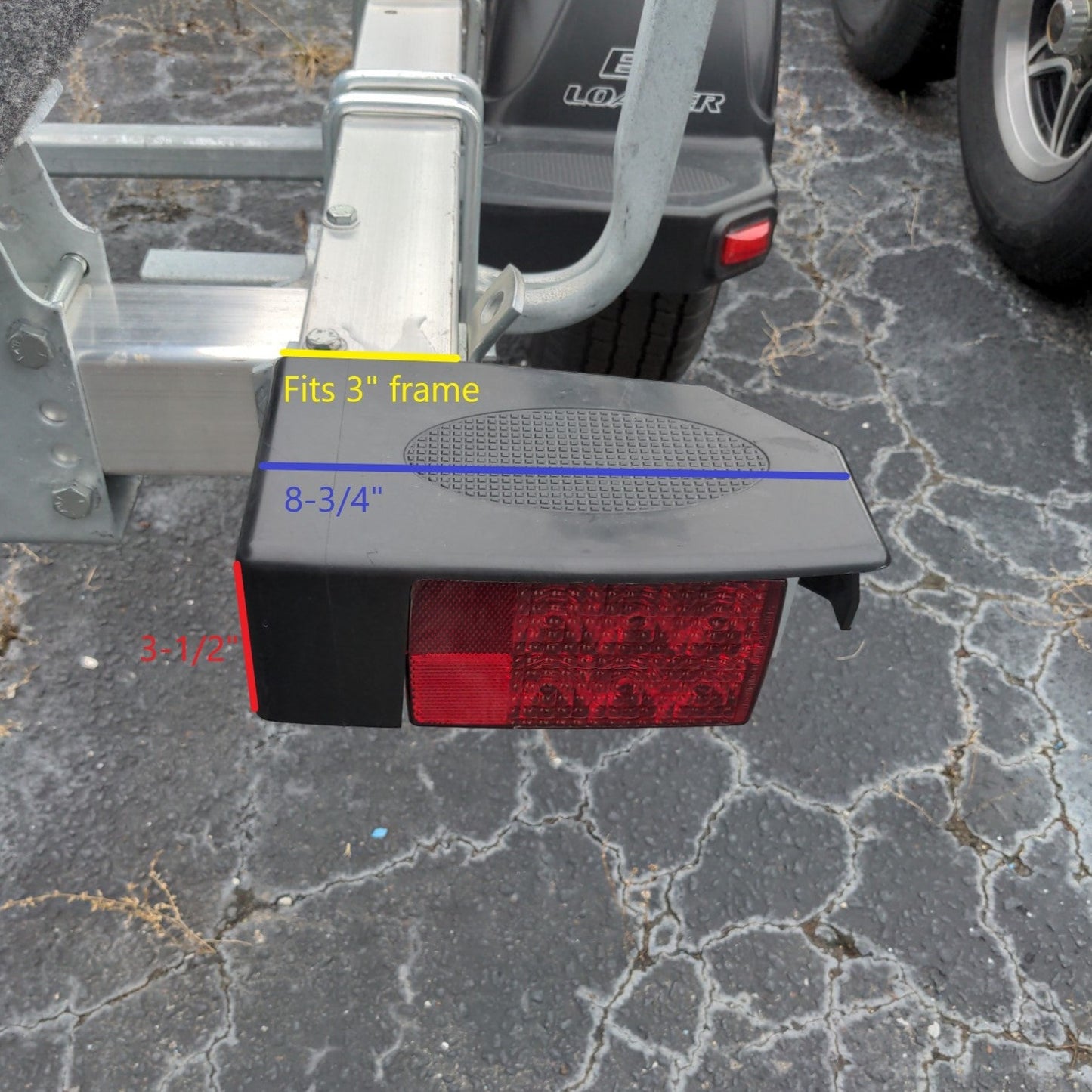 EZ Loader Tail Light Step Cover for 3" Wide Frame, Right Side, Black 250-025174-12 On Trailer