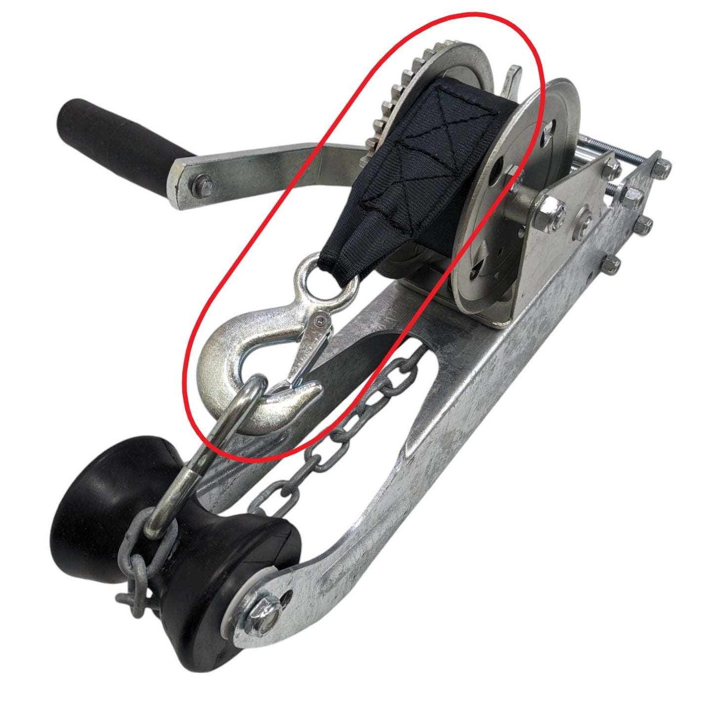 EZ Loader Winch Strap 2" x 20' w/ Large Hook 250-503548 on trailer