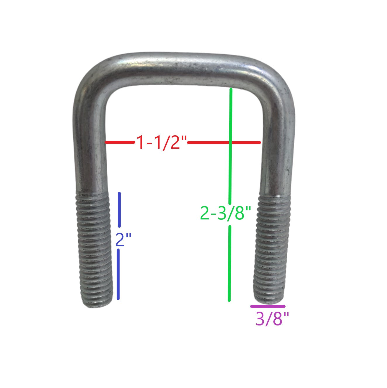 EZ Loader U-Bolt 3/8" 1-1/2 x 2-3/8'' Zinc Plated 290-002423