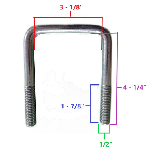 EZ Loader U-Bolt 1/2"-13 x 3 x 4-1/4" Zinc Plated 290-002485