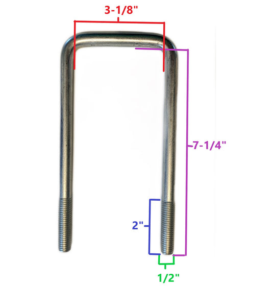 EZ Loader U-Bolt 1/2" -13 x 3 x 7-1/4" Zinc Plated 290-002516