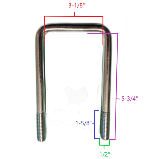EZ Loader U-Bolt 1/2"-13 x 3" x 5 - 3/4" Zinc Plated 290-027532