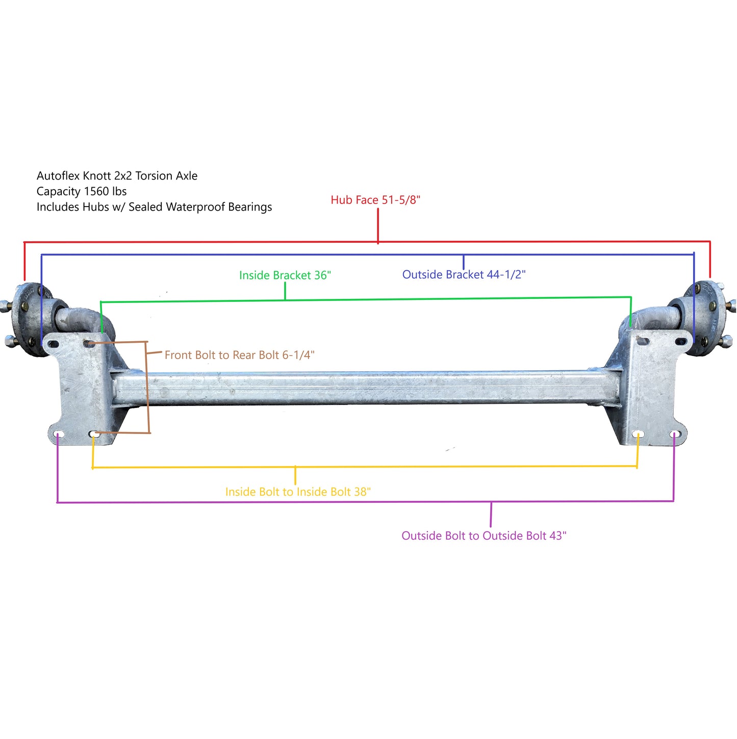EZ Loader Autoflex 1560 lb Torsion Axle with Knott Hubs 300-033241-10