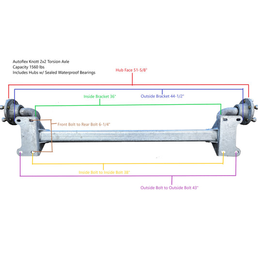EZ Loader Autoflex 1560 lb Torsion Axle with Knott Hubs 300-033241-10