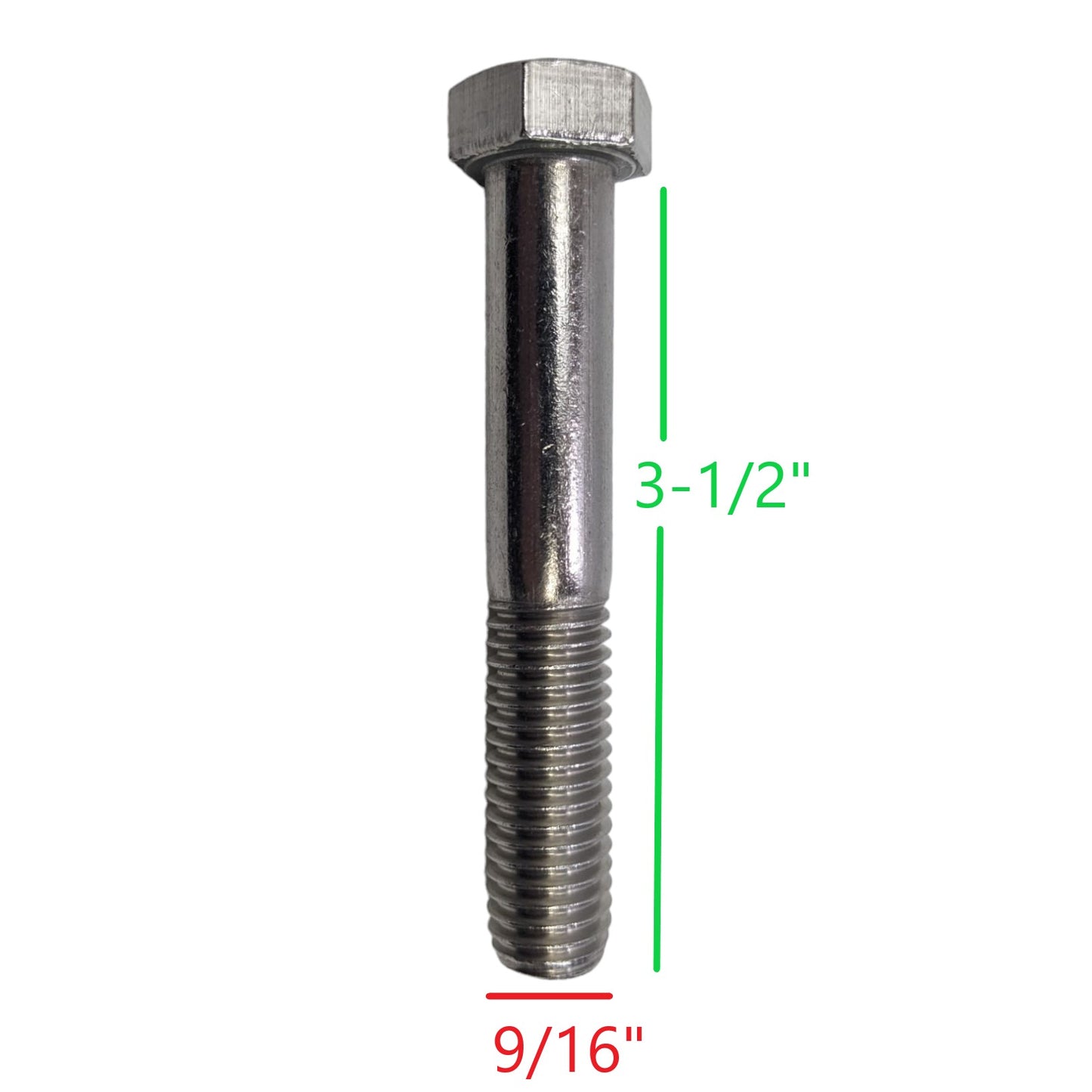 Hex Head Bolt 9/16"-12 x 3-1/2" 18-8 Stainless Steel