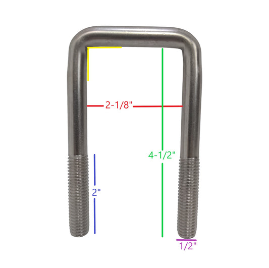 Square U-Bolt 1/2"-13 x 2-1/8" x 4-1/2"  304 Stainless Steel 3610-135442