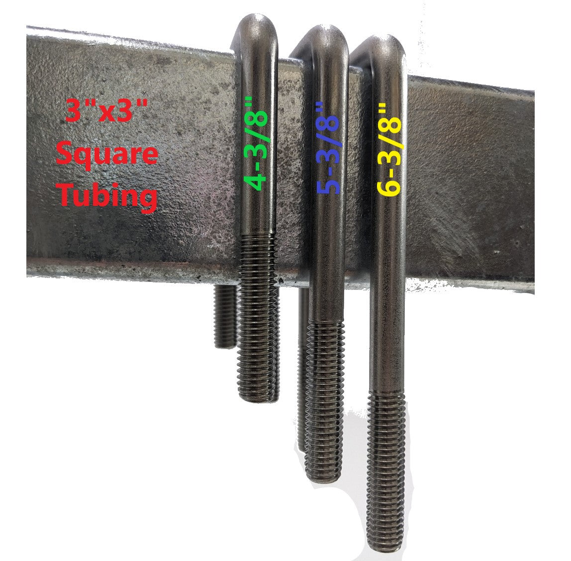 Square U-Bolt 1/2"-13 x 3-1/8" x 4-3/8" w/ Washers and Nuts 304 Stainless Steel