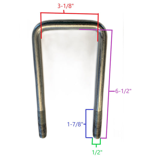 EZ Loader U-Bolt 1/2"-13 x 3 x6-1/2" Zinc Plated 290-002496