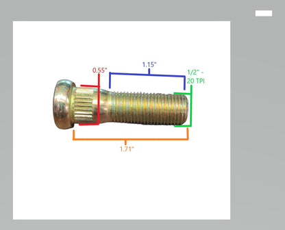 EZ Loader Stud for BT150A Oil Bath Wheel Hub 1/2 20 x 1.71" 290-037136