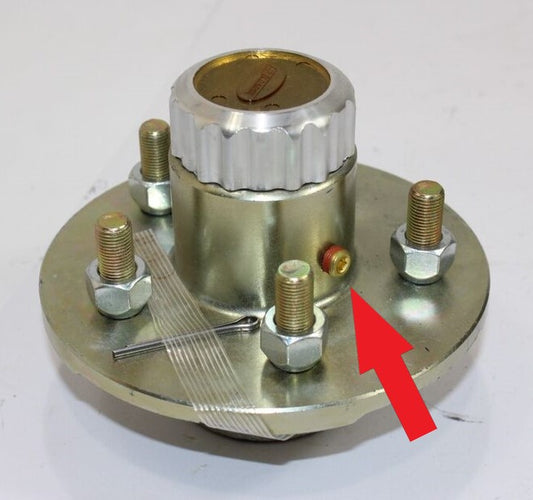 EZ Loader Brass Plug 1/8" NPT Drain Plug for Oil Bath Hub 290-034129 on hub