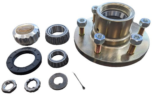 EZ Loader 6 Lug Oil Bath Threaded Hub Kit with Bearings, Seals, Cap, and Hardware for Boat Trailer. Replacement Oil Bath Hub 300-029535
