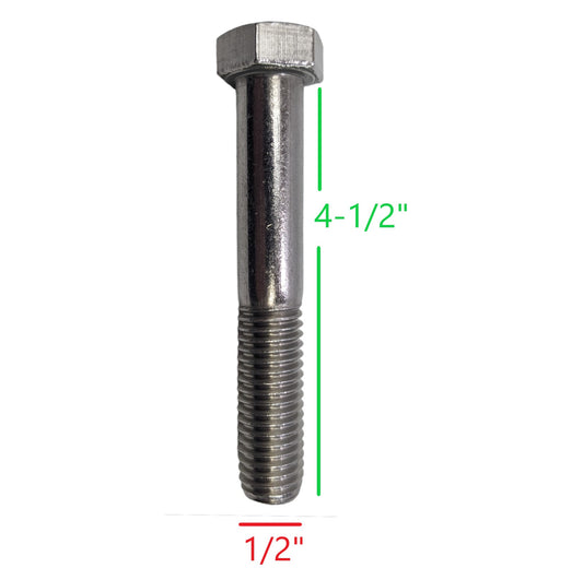 Hex Head Bolt 1/2"-13 x 4-1/2"  18-8 Stainless Steel