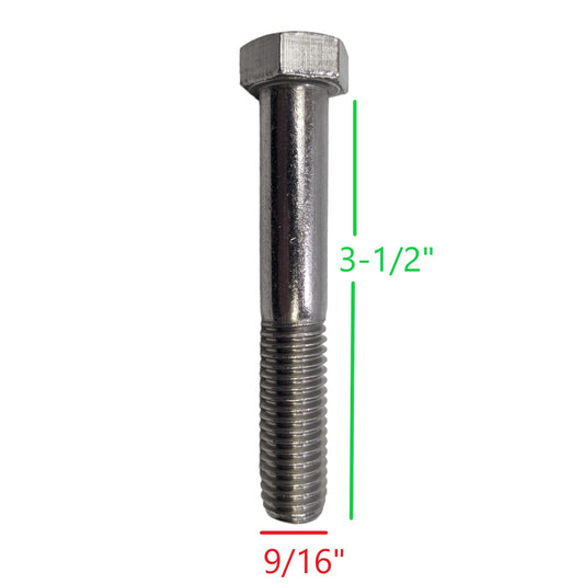 Hex Head Bolt 9/16"-12 x 3-1/2"  18-8 Stainless Steel