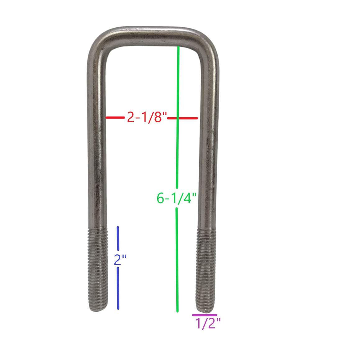 Square U-Bolt 1/2"-13 x 2-1/8" x 6-1/4" 304 Stainless Steel 3610-13546 ...
