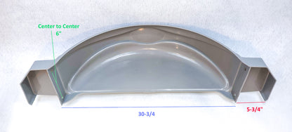 Underside of ABS ez loader grey fender for 13" tire sizes mounted to boat trailers